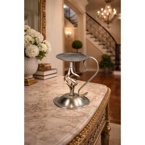 Vintage Bradford Exchange Solid Brass Candle Holder Twisted Stem Design